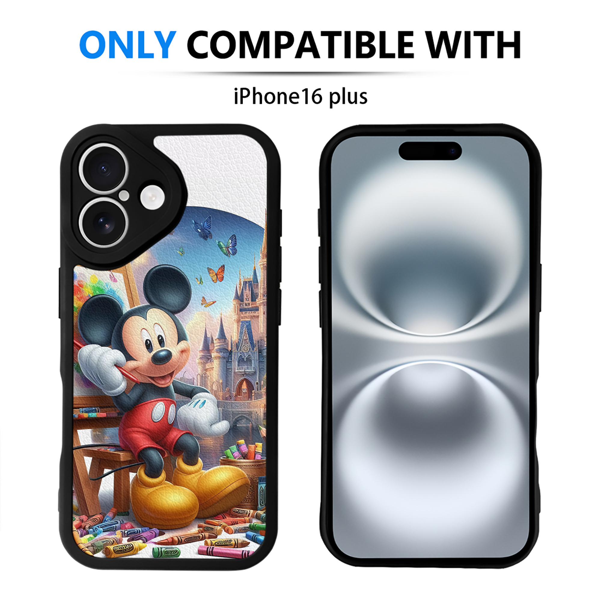 ミッキーマウス Mickey Mouse 【iPhone 16シリーズ対応】シリコンスマホケース（レザー調） 材質：シリコン